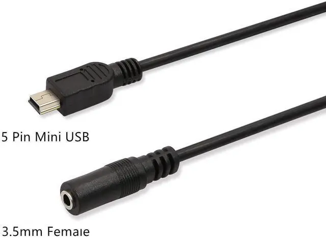 Alt view image 2 of 7 - BUCIER 3.5mm Female to 5 Pin Mini USB Male Microphone Adapter Cable