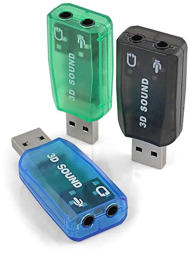 Alt view image 2 of 6 - BUCIER USB 3D Sound Card, 5.1 USB External Stereo Sound Card with 3.5mm Headphone and Microphone Jack Converter for Windows, Mac, Linux, PC, Laptop, Desktop (Blue)