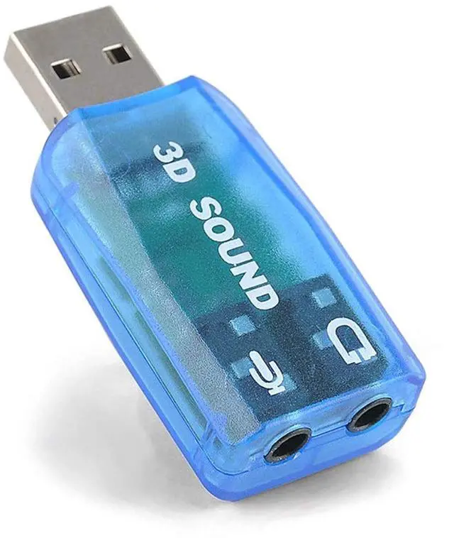 Main image of BUCIER USB 3D Sound Card, 5.1 USB External Stereo Sound Card with 3.5mm Headphone and Microphone Jack Converter for Windows, Mac, Linux, PC, Laptop, Desktop (Blue)