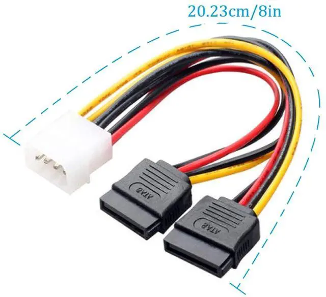 Alt view image 7 of 7 - BUCIER 5pcs 4 Pin Molex to 2×15 Pin SATA Power Y-Cable Adapter for IDE 8 Inches