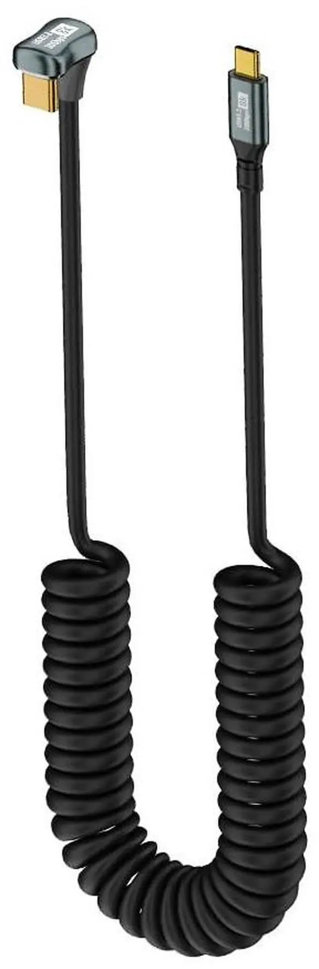 Main image of BUCIER 20Gbps USB Type C Coiled Cable, 100W PD QC Cord, Straight Male to U Shape Male USB C Cable, 8K@60Hz, 6ft