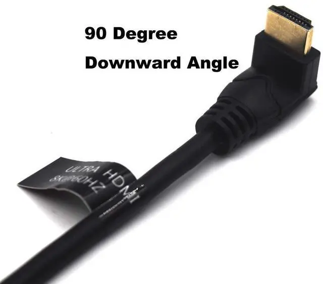 Alt view image 2 of 7 - BUCIER 2 Feet 48Gbps HDMI 8K@60Hz Ultra HD Cable, Straight Male to Down Angle Male HDMI 2.1 High Speed Shield Cord for Xbox TV PS4 PS5 Switch, Support 4K@120Hz, 3D Dynamic HDR