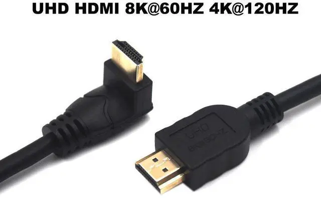 Alt view image 4 of 7 - BUCIER 2 Feet 48Gbps HDMI 8K@60Hz Ultra HD Cable, Straight Male to Down Angle Male HDMI 2.1 High Speed Shield Cord for Xbox TV PS4 PS5 Switch, Support 4K@120Hz, 3D Dynamic HDR