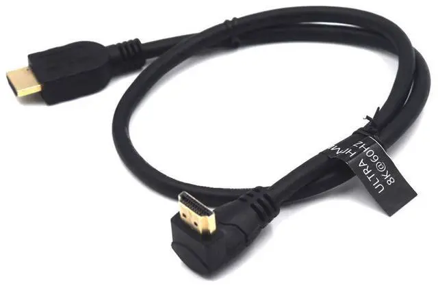 Alt view image 5 of 7 - BUCIER 2 Feet 48Gbps HDMI 8K@60Hz Ultra HD Cable, Straight Male to Down Angle Male HDMI 2.1 High Speed Shield Cord for Xbox TV PS4 PS5 Switch, Support 4K@120Hz, 3D Dynamic HDR