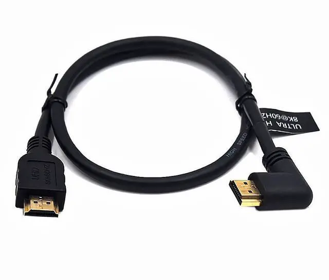 Main image of BUCIER 2 Feet 48Gbps HDMI 8K@60Hz Ultra HD Cable, Straight Male to Left Angle Male HDMI 2.1 High Speed Shield Cord for Xbox TV PS4 PS5 Switch, Support 4K@120Hz, 3D Dynamic HDR
