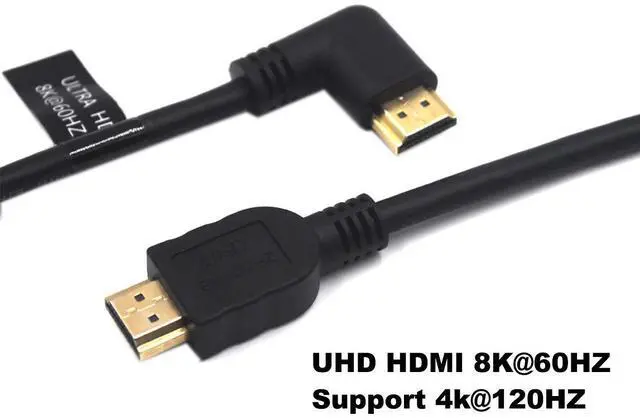 Alt view image 3 of 7 - BUCIER 2 Feet 48Gbps HDMI 8K@60Hz Ultra HD Cable, Straight Male to Left Angle Male HDMI 2.1 High Speed Shield Cord for Xbox TV PS4 PS5 Switch, Support 4K@120Hz, 3D Dynamic HDR
