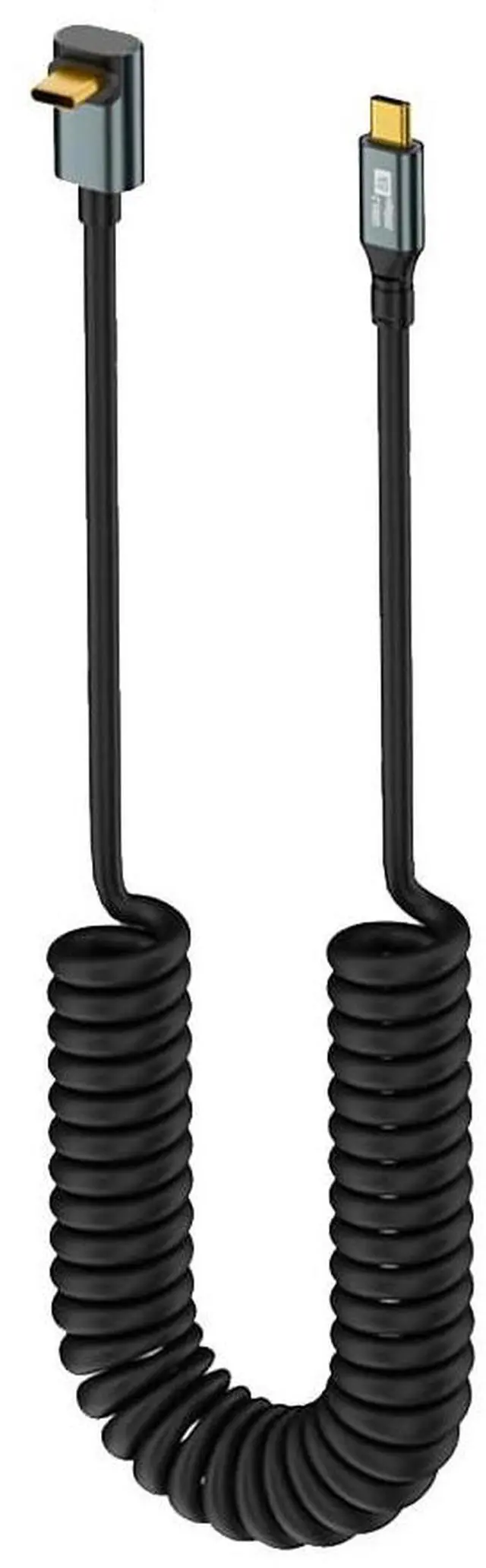 Main image of BUCIER 20Gbps USB Type C Coiled Cable, 100W PD QC Cord, Straight Male to 90 Degree Up & Down Angle Male USB C Cable, 8K@60Hz, 6ft