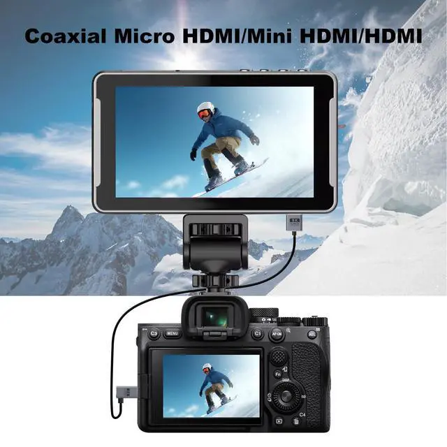 Alt view image 5 of 7 - BUCIER 1ft Mini HDMI to HDMI 8K@60Hz Cable, 48Gbps Left Angle Male Mini HDMI to Straight Male HDMI Coaxial Cable, OD 2.5mm Ultra Thin HDMI 2.1 Version UHD Cord
