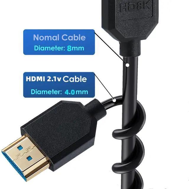 Alt view image 2 of 5 - BUCIER 1ft Mini HDMI 8K to HDMI Ultra HD Cable, 3D 48Gpbs Down Angle 2.1 Male to Straight 2.1 Male Adapter for Xbox PS4 PS5 TV Switch, Support 8K@60HZ 4K@120Hz