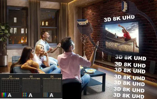 Alt view image 5 of 5 - BUCIER 1ft Mini HDMI 8K to HDMI Ultra HD Cable, 3D 48Gpbs Down Angle 2.1 Male to Straight 2.1 Male Adapter for Xbox PS4 PS5 TV Switch, Support 8K@60HZ 4K@120Hz