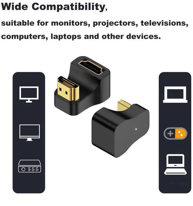 Alt view image 4 of 4 - BUCIER 8K@60Hz HDMI Extension Adapter, 2 Pack, 3D 48Gbps Bidirectional Extender, U Shape Down Angle Male to Female Connector Coupler for Xbox HDTV PS5/4 Switch, Support 4K@120Hz 2K@240Hz Dynamic HDR