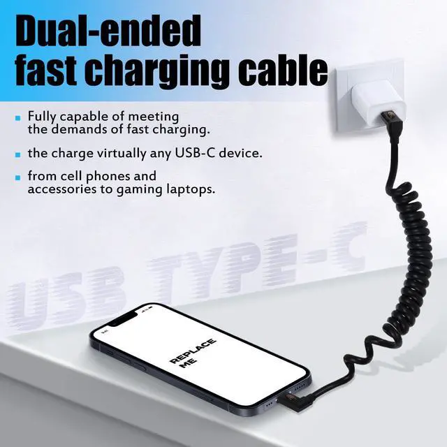 Alt view image 3 of 7 - BUCIER 3.9ft Max USB 4.0 Type C Coiled Cable, Bidirectional 40Gbps, 240W PD Charging, 8K@60Hz Video, Straight to Left Right Angle Male Spring Spiral Cord for Thunderbolt 4/3, Smartphone, Monitor