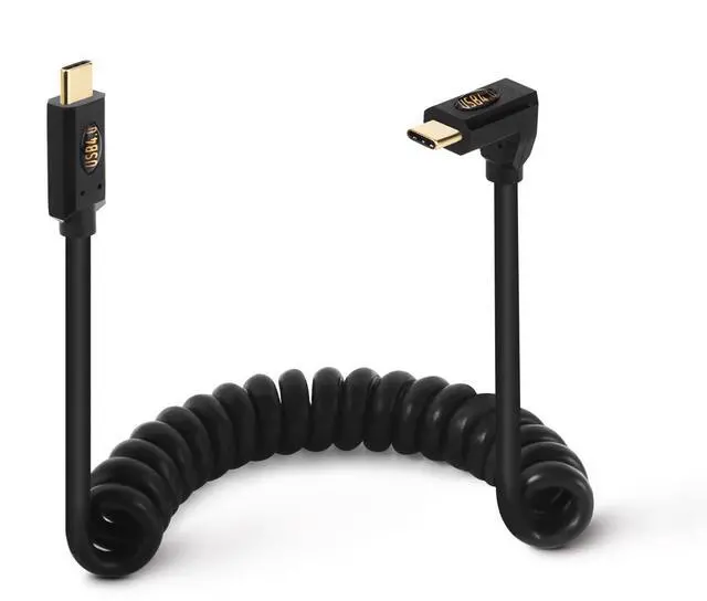 Main image of BUCIER 3.9ft USB 4.0 Type C Coiled Cable, Bidirectional 40Gbps, 240W PD Charging, 8K@60Hz Video, Straight to Up Down Angle Male Spring Spiral Cord for Thunderbolt 4/3, Smartphone, Laptop, Monitor