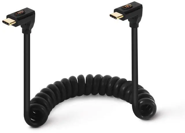Main image of BUCIER 3.9ft USB 4.0 Type C Coiled Cable, Bidirectional 40Gbps Data, 240W PD Charging, 8K@60Hz Video, Up Down to Up Down Angle Male Spring Spiral Cord for Thunderbolt 4/3, Smartphone, Laptop, Monitor