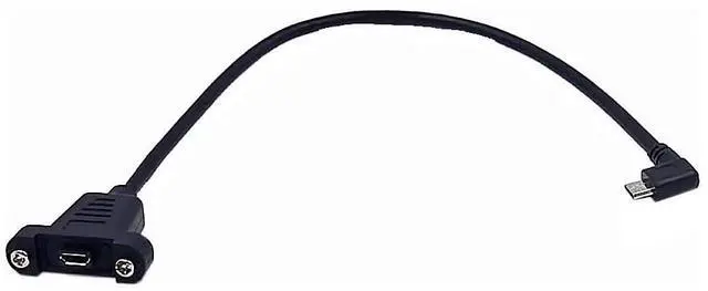 Main image of BUCIER 0.3 Meter Micro USB 5 Pin Extension Cable, Left Angle Micro USB Male to Female Extender Bolt Screw Lock Mount Cable, Sync Data & Charging
