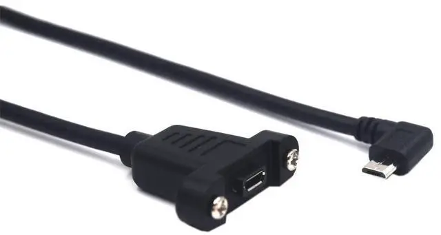 Alt view image 2 of 4 - BUCIER 0.3 Meter Micro USB 5 Pin Extension Cable, Left Angle Micro USB Male to Female Extender Bolt Screw Lock Mount Cable, Sync Data & Charging