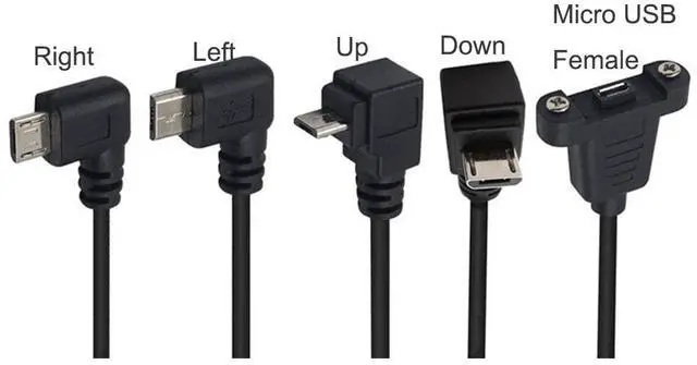 Alt view image 5 of 5 - BUCIER 0.3 Meter Micro USB 5 Pin Extension Cable, Down Angle Micro USB Male to Female Extender Bolt Screw Lock Mount Cable, Sync Data & Charging