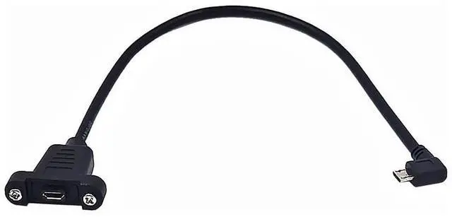 Main image of BUCIER 0.3 Meter Micro USB 5 Pin Extension Cable, Right Angle Micro USB Male to Female Extender Bolt Screw Lock Mount Cable, Sync Data & Charging