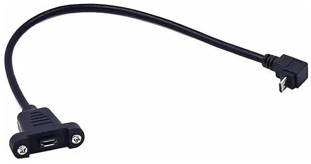 Main image of BUCIER 0.3 Meter Micro USB 5 Pin Extension Cable, Down Angle Micro USB Male to Female Extender Bolt Screw Lock Mount Cable, Sync Data & Charging