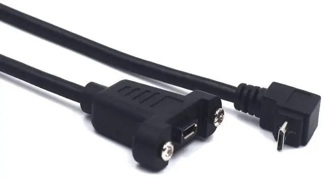 Alt view image 2 of 5 - BUCIER 0.3 Meter Micro USB 5 Pin Extension Cable, Up Angle Micro USB Male to Female Extender Bolt Screw Lock Mount Cable, Sync Data & Charging