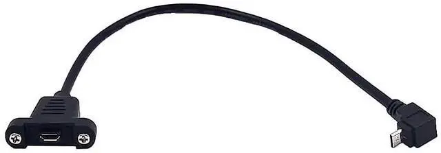 Main image of BUCIER 0.3 Meter Micro USB 5 Pin Extension Cable, Up Angle Micro USB Male to Female Extender Bolt Screw Lock Mount Cable, Sync Data & Charging