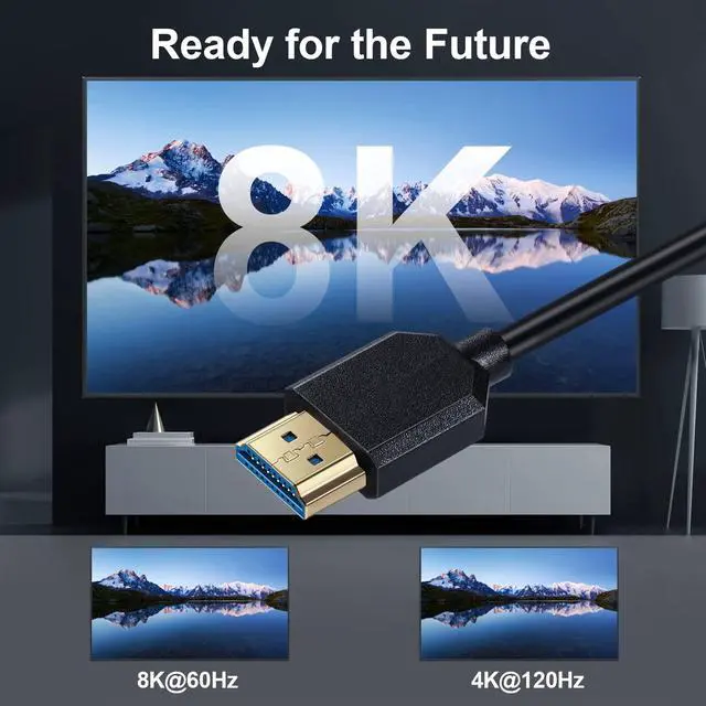Alt view image 5 of 5 - BUCIER 4ft Mini HDMI to HDMI Extension 8K@60Hz Coiled Cable, Straight Mini HDMI 2.1 Male to HDMI 2.1 Female Extender Adapter Shield Spiral Spring Cord, 48Gbps High Speed, Ultra HD, Dynamic HDR