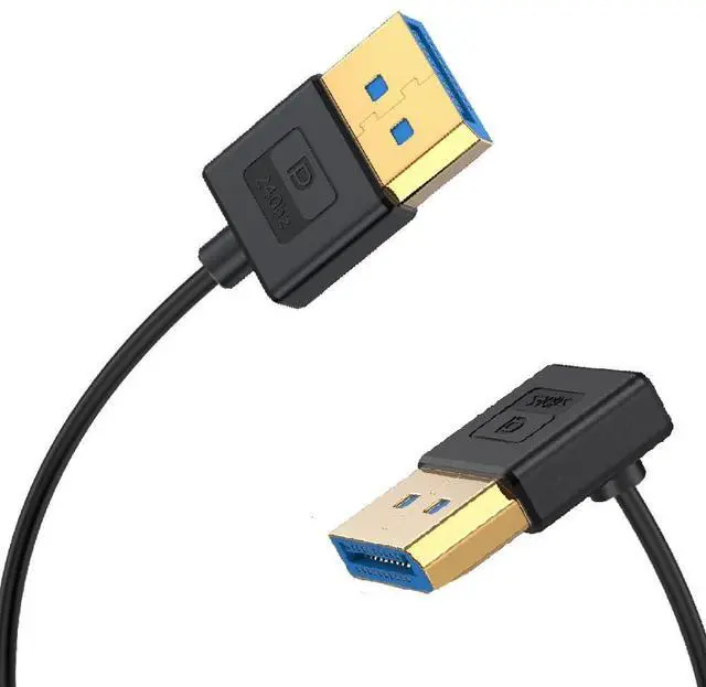 Main image of BUCIER 1ft DisplayPort UHD Silicone Cable, OD 3.8mm Ultra Thin HDMI DisplayPort 1.4V Cord, Up Angle Male to Straight Male DP 32.4Gbps Ultra High Speed Cable, 8K@60Hz