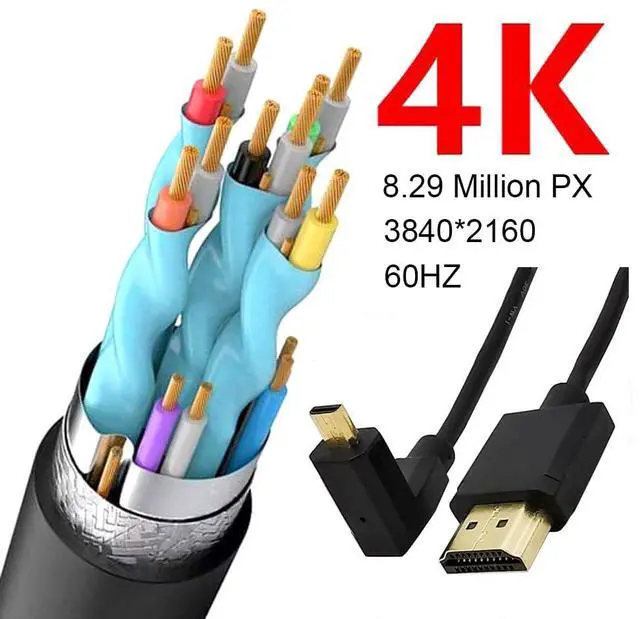 Alt view image 4 of 6 - BUCIER 3.9 Feet Micro HDMI to HDMI 4K@60Hz Coiled Cable, Upward Angle Micro HDMI 2.0 Male to HDMI 2.0 Male High Definition Adapter Converter Spiral Spring Cord, 18Gbps High Speed