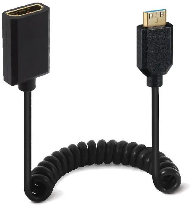 Main image of BUCIER 4ft Mini HDMI to HDMI Extension 8K@60Hz Coiled Cable, Straight Mini HDMI 2.1 Male to HDMI 2.1 Female Extender Adapter Shield Spiral Spring Cord, 48Gbps High Speed, Ultra HD, Dynamic HDR