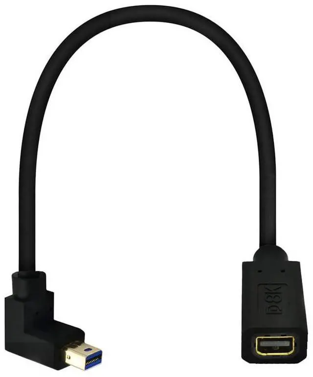 Main image of BUCIER 12 Inch 32.4Gbps 8K@60Hz Mini DisplayPort Extension Cable, Down Angle Male to Female Mini DP 1.4 Extender Adapter UHD Cable for HDTV Laptop Monitor Projector PS4 PS5, Support 4K@144Hz 2K@165Hz