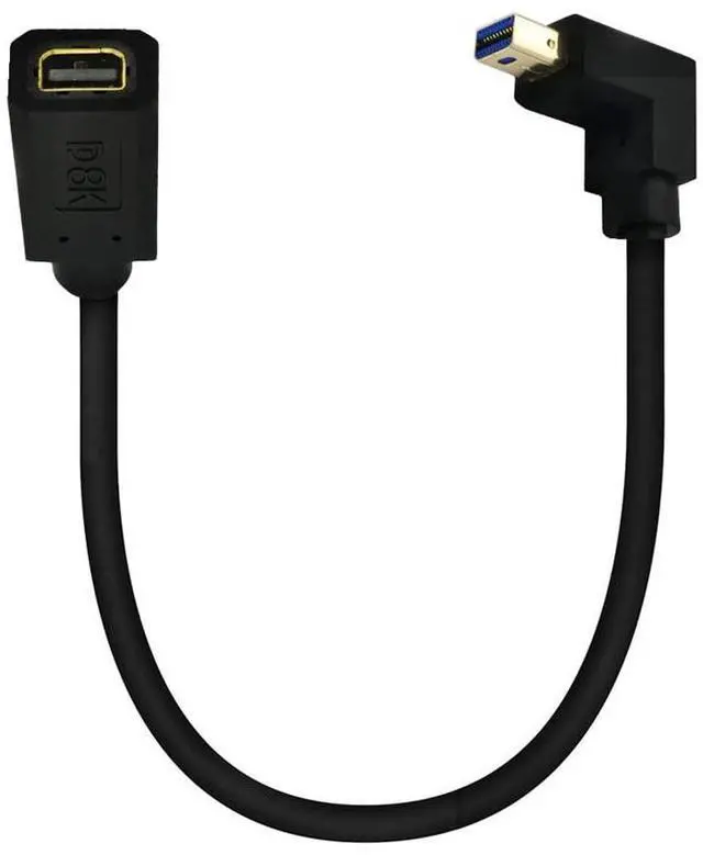 Alt view image 2 of 6 - BUCIER 12 Inch 32.4Gbps 8K@60Hz Mini DisplayPort Extension Cable, Down Angle Male to Female Mini DP 1.4 Extender Adapter UHD Cable for HDTV Laptop Monitor Projector PS4 PS5, Support 4K@144Hz 2K@165Hz