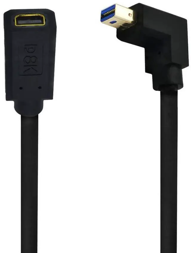 Alt view image 3 of 6 - BUCIER 12 Inch 32.4Gbps 8K@60Hz Mini DisplayPort Extension Cable, Down Angle Male to Female Mini DP 1.4 Extender Adapter UHD Cable for HDTV Laptop Monitor Projector PS4 PS5, Support 4K@144Hz 2K@165Hz