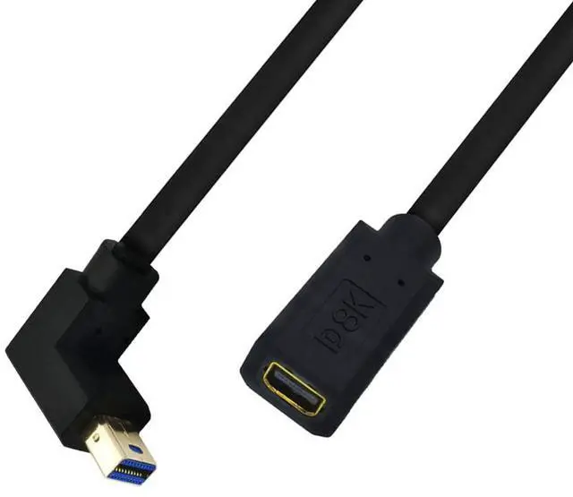 Alt view image 4 of 6 - BUCIER 12 Inch 32.4Gbps 8K@60Hz Mini DisplayPort Extension Cable, Down Angle Male to Female Mini DP 1.4 Extender Adapter UHD Cable for HDTV Laptop Monitor Projector PS4 PS5, Support 4K@144Hz 2K@165Hz