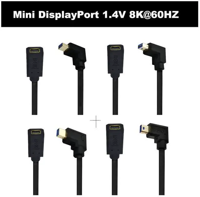 Alt view image 6 of 6 - BUCIER 12 Inch 32.4Gbps 8K@60Hz Mini DisplayPort Extension Cable, Down Angle Male to Female Mini DP 1.4 Extender Adapter UHD Cable for HDTV Laptop Monitor Projector PS4 PS5, Support 4K@144Hz 2K@165Hz