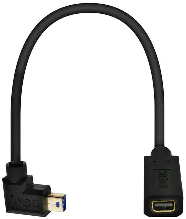 Main image of BUCIER 12 Inch 32.4Gbps 8K@60Hz Mini DisplayPort Extension Cable, Right Angle Male to Female Mini DP 1.4 Extender Adapter UHD Cable for HDTV Laptop Monitor Projector PS4 PS5, Support 4K@144Hz 2K@165Hz