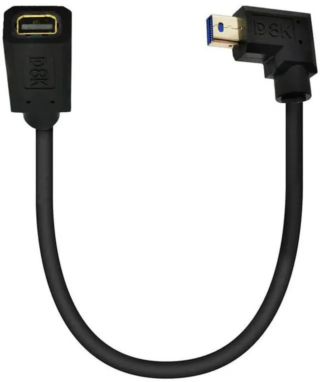Alt view image 2 of 6 - BUCIER 12 Inch 32.4Gbps 8K@60Hz Mini DisplayPort Extension Cable, Right Angle Male to Female Mini DP 1.4 Extender Adapter UHD Cable for HDTV Laptop Monitor Projector PS4 PS5, Support 4K@144Hz 2K@165Hz