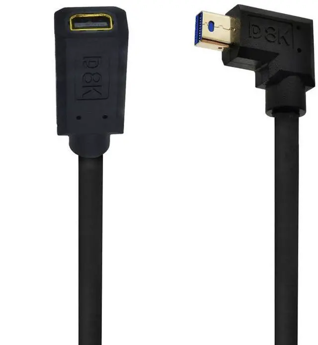 Alt view image 3 of 6 - BUCIER 12 Inch 32.4Gbps 8K@60Hz Mini DisplayPort Extension Cable, Right Angle Male to Female Mini DP 1.4 Extender Adapter UHD Cable for HDTV Laptop Monitor Projector PS4 PS5, Support 4K@144Hz 2K@165Hz