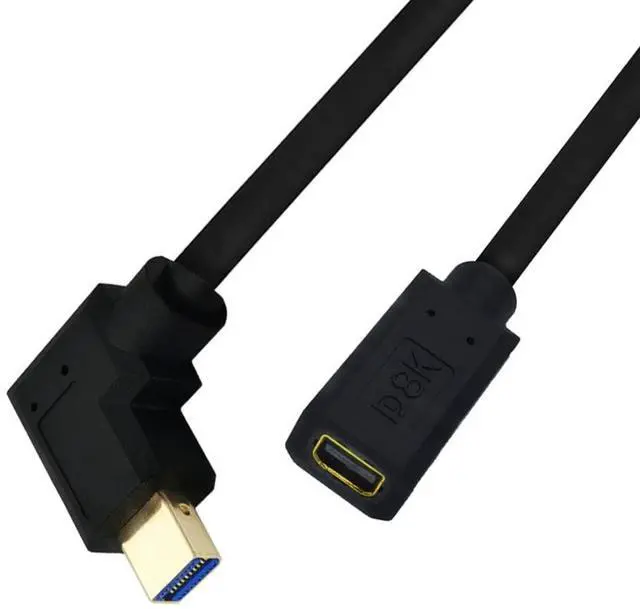Alt view image 4 of 6 - BUCIER 12 Inch 32.4Gbps 8K@60Hz Mini DisplayPort Extension Cable, Left Angle Male to Female Mini DP 1.4 Extender Adapter UHD Cable for HDTV Laptop Monitor Projector PS4 PS5, Support 4K@144Hz 2K@165Hz