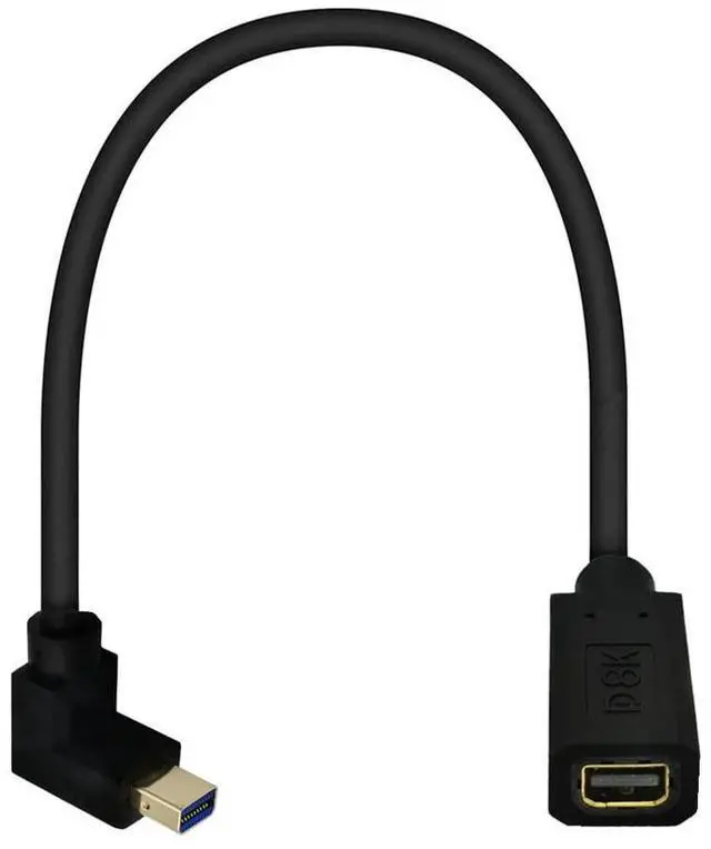 Main image of BUCIER 12 Inch 32.4Gbps 8K@60Hz Mini DisplayPort Extension Cable, Up Angle Male to Female Mini DP 1.4 Extender Adapter UHD Cable for HDTV Laptop Monitor Projector PS4 PS5, Support 4K@144Hz 2K@165Hz