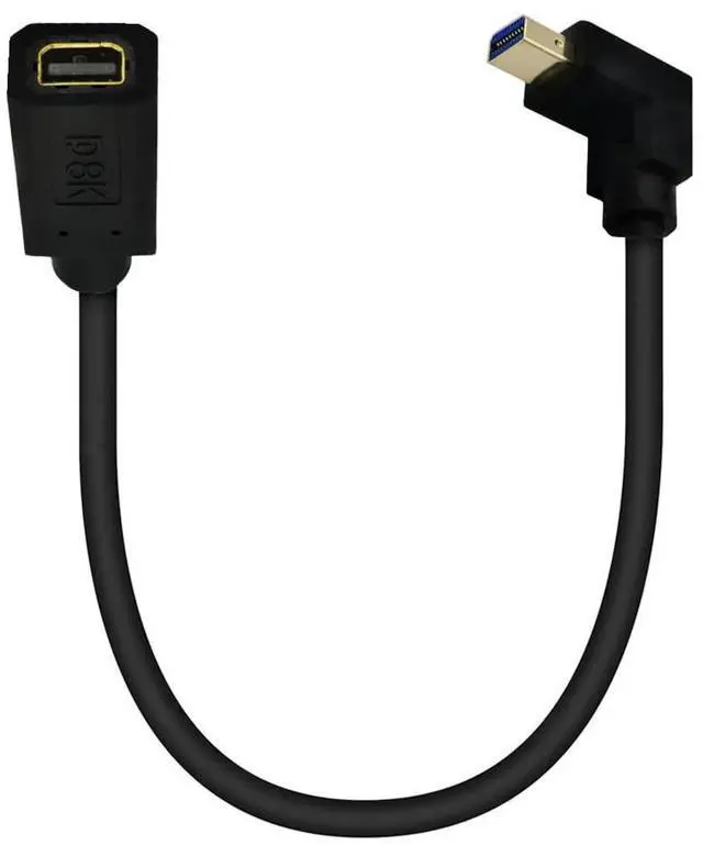 Alt view image 2 of 6 - BUCIER 12 Inch 32.4Gbps 8K@60Hz Mini DisplayPort Extension Cable, Up Angle Male to Female Mini DP 1.4 Extender Adapter UHD Cable for HDTV Laptop Monitor Projector PS4 PS5, Support 4K@144Hz 2K@165Hz