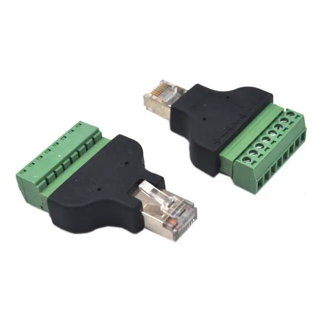 Alt view image 4 of 6 - BUCIER2 Pack Ethernet RJ45 Male Terminal Block Adapter, Network RJ45 8P8C Cable Extension Bolt Screw Solderless Terminal Connector Plug