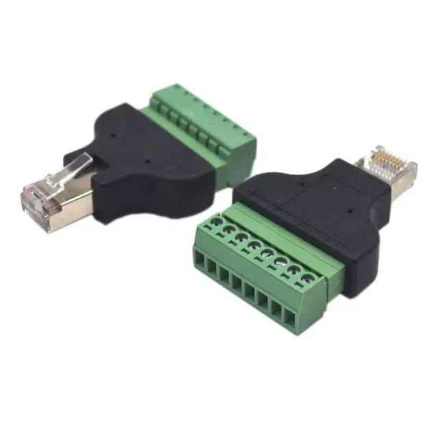 Alt view image 5 of 6 - BUCIER2 Pack Ethernet RJ45 Male Terminal Block Adapter, Network RJ45 8P8C Cable Extension Bolt Screw Solderless Terminal Connector Plug