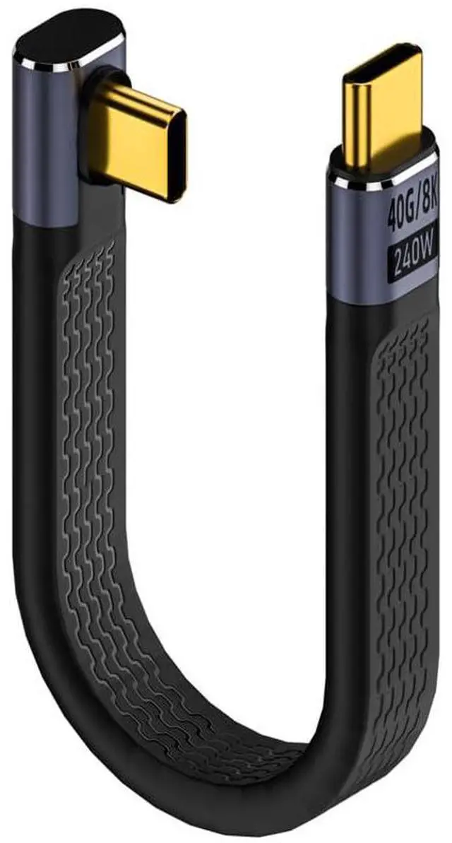 Main image of BUCIER 40Gbps USB Type C Cable, Straight Male to 90 Degree Angle Male USB C Cable, 240W PD QC Cord for Thunderbolt 4/3, 8K@60Hz, 0.39ft
