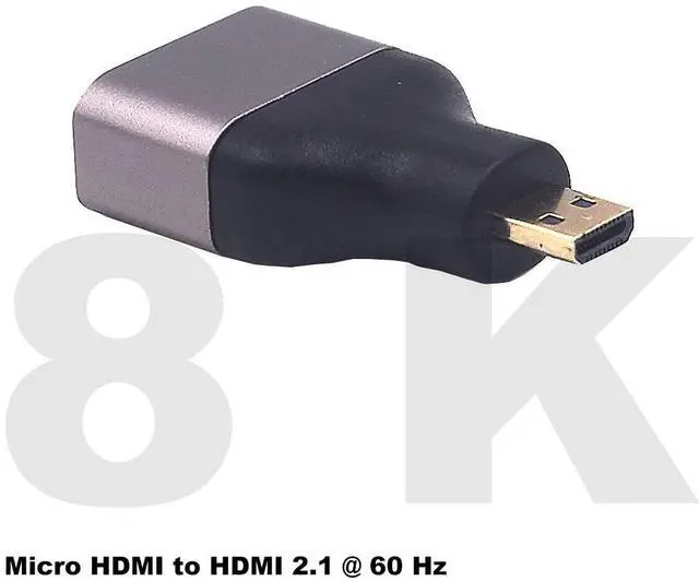 Alt view image 4 of 5 - BUCIER 2 Pack 8K@60Hz Micro HDMI 2.1 Male to HDMI 2.1 Female Adapter Extender Connector Converter Coupler for Camera, Laptop, Projector, HDTV, 3D 48Gbps Bidirectional, Support 4K@120Hz, Dynamic HDR
