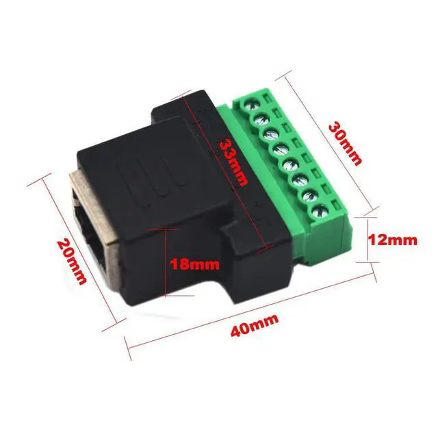 Alt view image 2 of 6 - BUCIER 2 Pack Ethernet RJ45 Female Terminal Block Adapter, Network RJ45 8P8C Bolt Screw Terminal Cable Extension Connector Plug