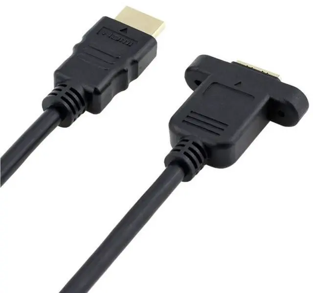 Alt view image 4 of 7 - BUCIER HDMI Extension Cable High Speed HDMI Male to Female Extension Wire Cord HDMI Extender w/Screw Nut for Panel Mount - Gold Plated Plugs, Black (2FT)