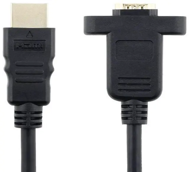 Alt view image 6 of 7 - BUCIER HDMI Extension Cable High Speed HDMI Male to Female Extension Wire Cord HDMI Extender w/Screw Nut for Panel Mount - Gold Plated Plugs, Black (2FT)