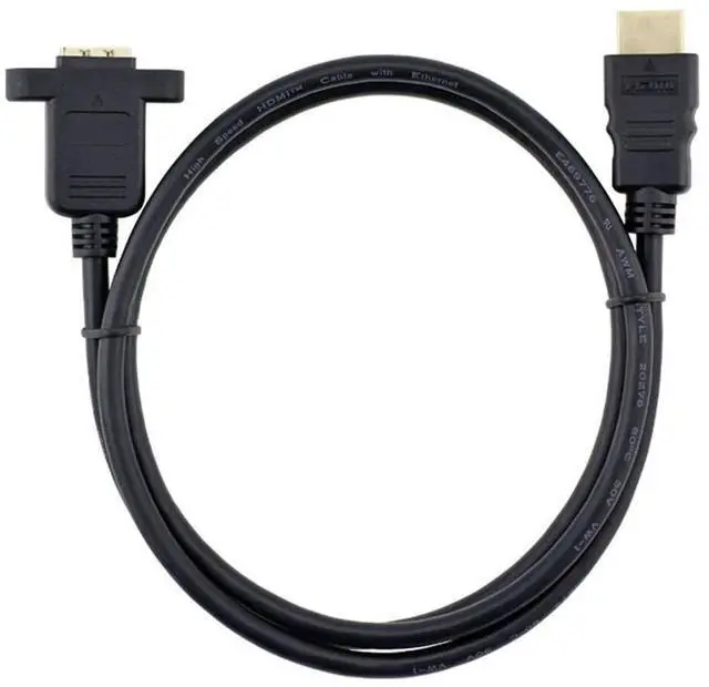 Alt view image 7 of 7 - BUCIER HDMI Extension Cable High Speed HDMI Male to Female Extension Wire Cord HDMI Extender w/Screw Nut for Panel Mount - Gold Plated Plugs, Black (2FT)