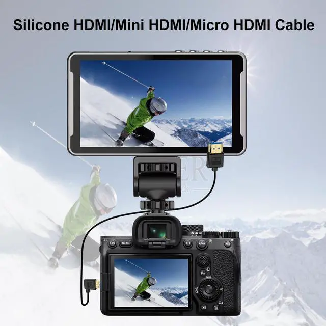 Alt view image 4 of 6 - BUCIER 1ft Micro HDMI to HDMI Silicone Cable, OD 3.8mm Ultra Thin HDMI 2.1 Cord, Straight Micro HDMI Male to Straight HDMI Male 48Gbps Ultra High Speed Cable, 10K@96Hz, 8K@60Hz, Dynamic HDR
