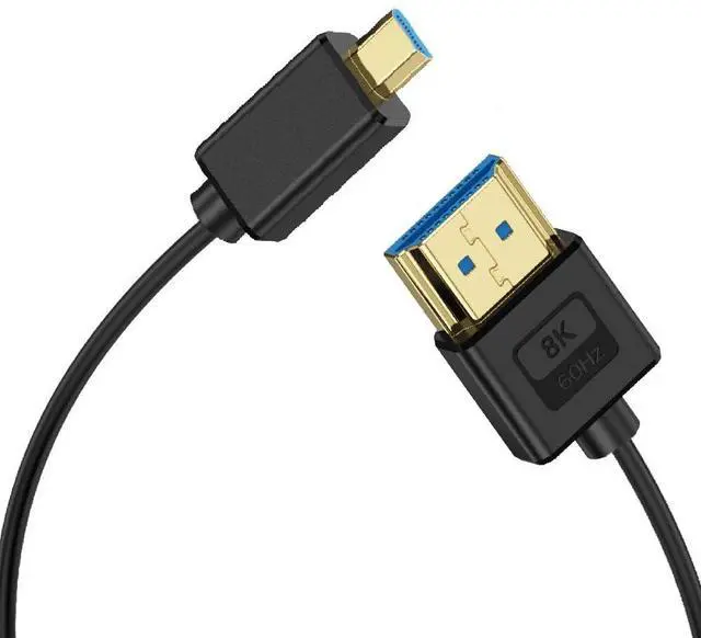 Main image of BUCIER 1ft Micro HDMI to HDMI Silicone Cable, OD 3.8mm Ultra Thin HDMI 2.1 Cord, Straight Micro HDMI Male to Straight HDMI Male 48Gbps Ultra High Speed Cable, 10K@96Hz, 8K@60Hz, Dynamic HDR